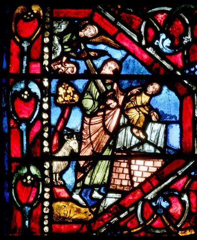 Ventana que representa a Abraham a punto de sacrificar a Isaac de French School