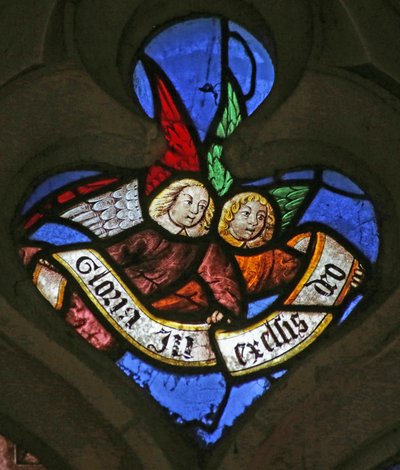 Ventana que representa Ángeles: "Gloria in excelsis Deo" (vidriera) de French School