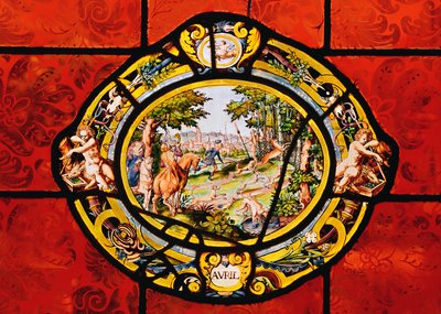Vidriera que representa abril, de Montigny de French School