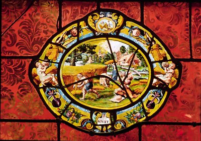 Vidriera que representa agosto, de Montigny de French School