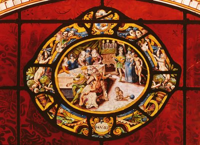 Vidriera que representa enero, de Montigny de French School