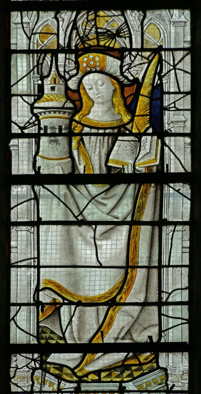 Ventana que representa a Santa Bárbara (vidriera) de French School