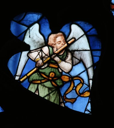 Ventana que representa a un Ángel Musical de French School