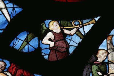 Ventana que representa a un Ángel Musical de French School