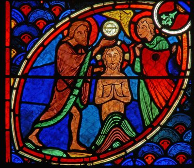 Ventana que representa una escena de la vida de San Juan Bautista de French School