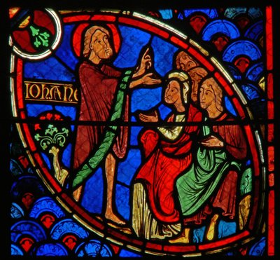 Ventana que representa una escena de la vida de San Juan Bautista de French School