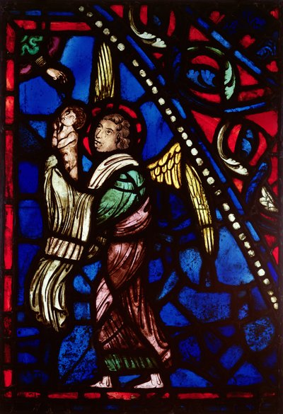 Ventana que representa un ángel presentando un alma a Dios Padre, Taller de Ile de France de French School