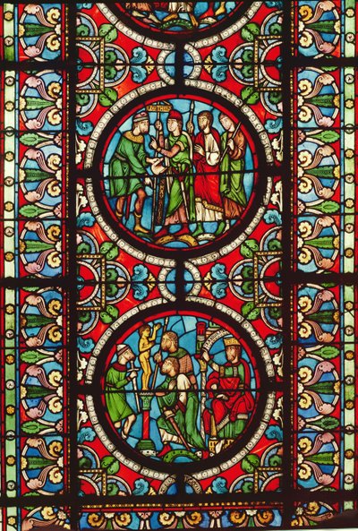 Ventana que representa escenas de la vida de San Mauricio, siglos XII-XIII de French School