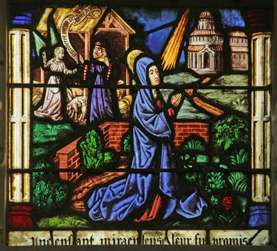 Ventana que representa las Anunciaciones a Ana y Joaquín (vidriera) de French School