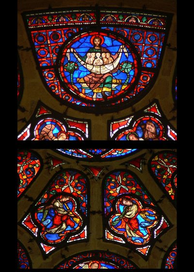Ventana que representa el seno de Abraham en la ventana de la Última Cena de French School