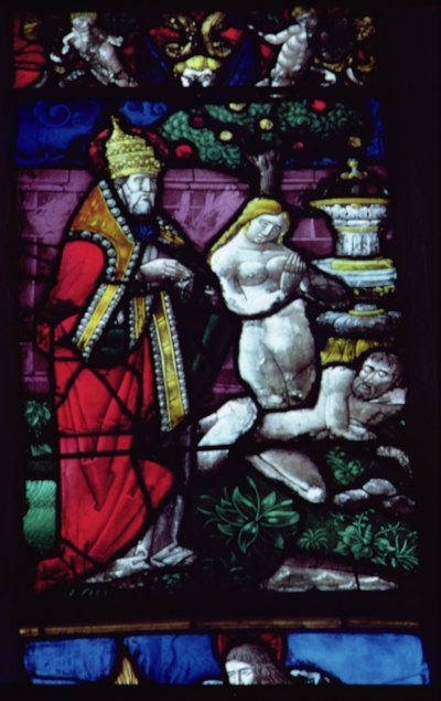 Ventana que representa la creación de Eva de French School