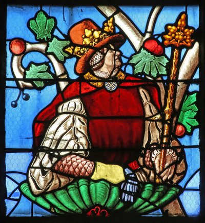 Ventana que representa el Árbol de Jesé (mayormente moderna) de French School