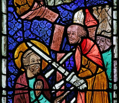 Ventana que representa la ejecución de Santo Tomás de French School