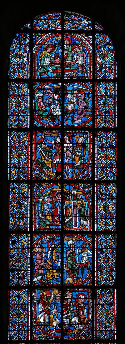 Ventana que representa la leyenda de Santa Catalina de French School