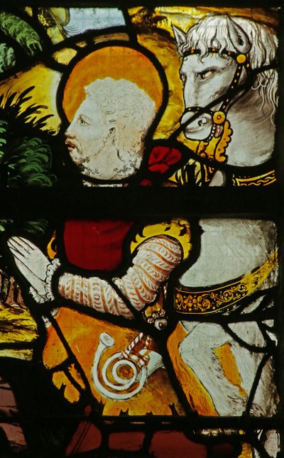 Ventana que representa la visión de San Eustaquio (detalle) de French School