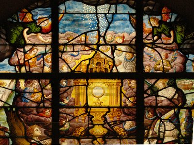 La adoración de la Hostia: Maná del Cielo: querubines de French School
