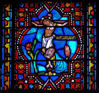 Una escena de la vida de Santa María Magdalena - la santa al pie de la Cruz de French School