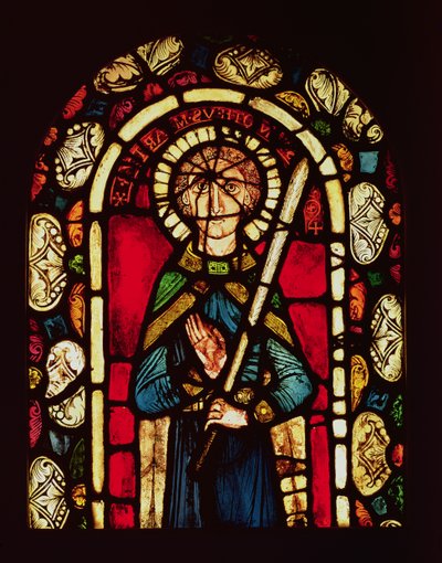Ventana de San Timoteo con la palma del mártir, removida de la Abadía de Neuwiller, estudio de Lorin de Chartres, escuela alsaciana de French School