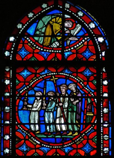 Ventana s1-R escena del viaje de San Bonnet a Roma y aventuras de French School