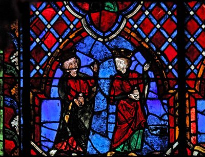 Ventana w01 que representa la Adoración de los Magos de French School