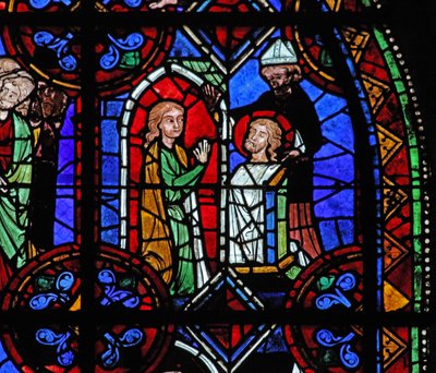 Un peregrino ante la reliquia de San Julián de Brioude de French School