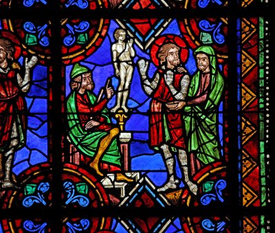 Historia de San Julián de Brioude - San Ferreol, amigo de Julián, que murió durante las persecuciones de Diocleciano, obligado a adorar ídolos de French School
