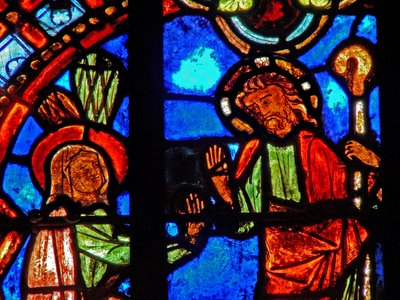 Ventana w0 que representa una escena de la Resurrección: Noli Me Tangere de French School
