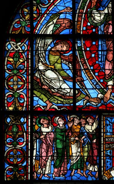 Apóstoles y la Virgen María en la Ascensión de French School
