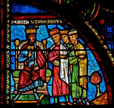 Ventana w0 que representa a los Magos con Herodes de French School