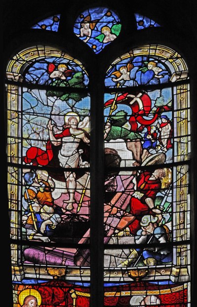 Ventana w0 representando la Resurrección de French School