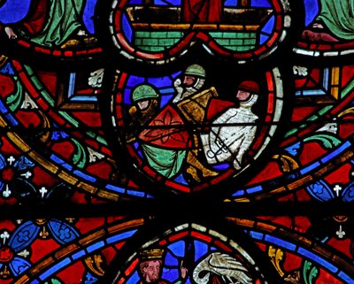 Ventana w0 que representa la Resurrección - los soldados dormidos de French School