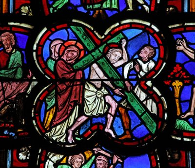 Ventana w0 que representa la Vía Crucis de French School