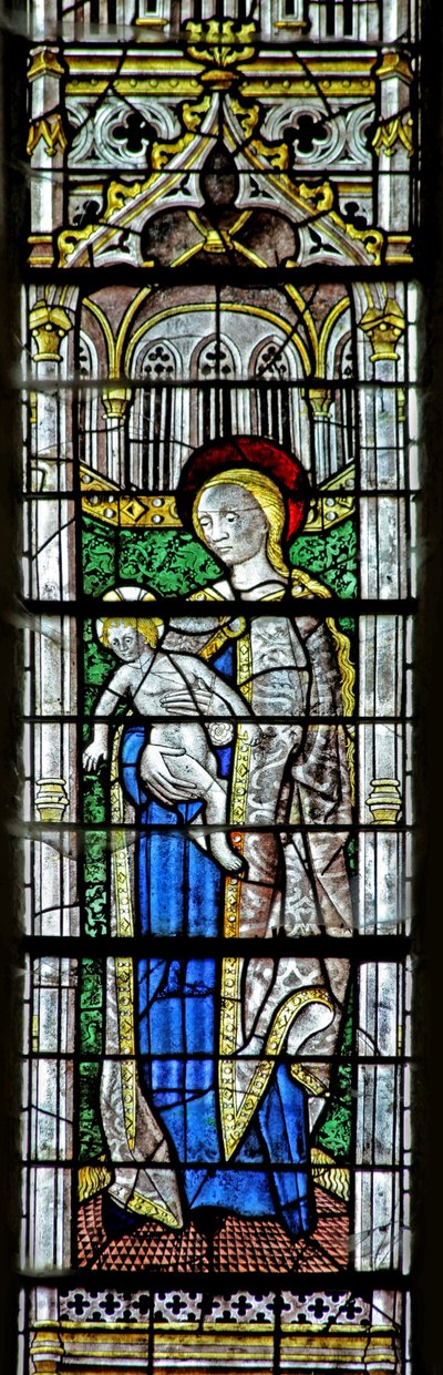 Ventana w0 que representa a la Virgen y el Niño de French School