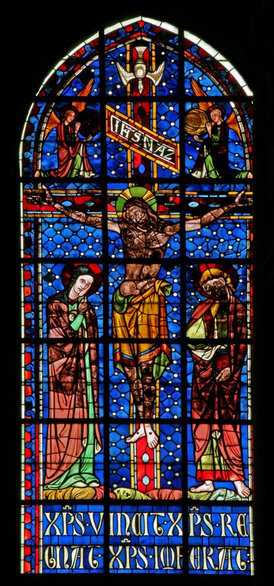 Ventana w100 con la Crucifixión de French School