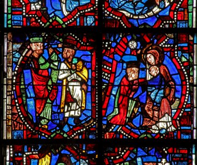 Ventana w100b con la Adoración de los Magos de French School