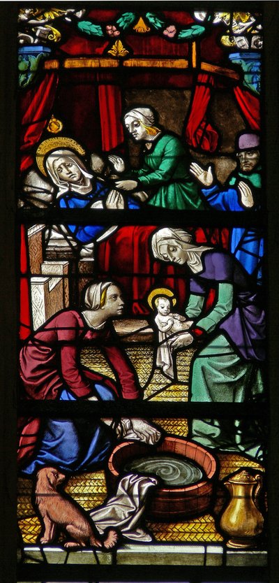 Una escena de la vida de la Virgen María: su nacimiento de French School