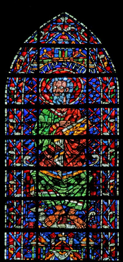 Ventana w106 que representa a San Simón de French School