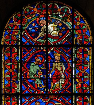 Ventana w107b con San Eloi ante un rey de French School