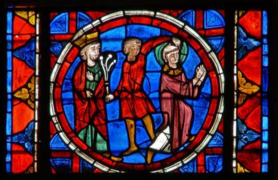 Ventana w109 que representa la flagelación de San Gervasio de French School