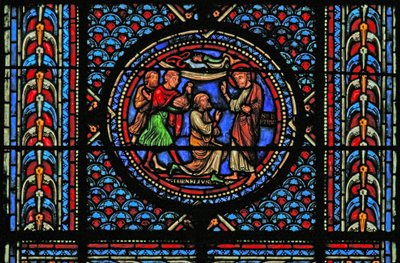 Ventana w10 que representa a San Pedro convirtiendo al Centurión de French School