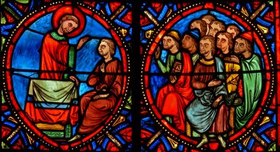 Ventana w10 que representa a San Esteban predicando y convirtiendo (moderna) de French School