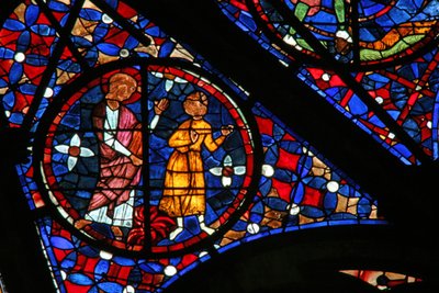 Ventana w115 que representa la ofrenda de Abel de French School