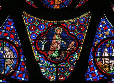 Ventana w115 que representa la Creación de Adán de French School