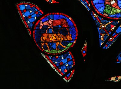 Ventana w115 que representa la Creación de los animales de French School