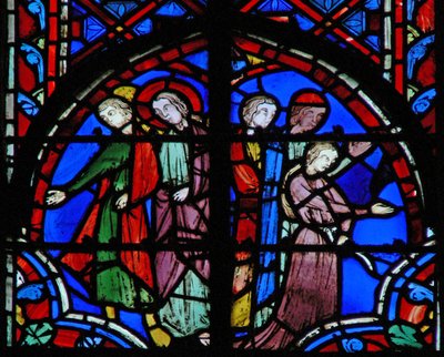 Tobías y el ángel (izquierda); Sara y sus padres (derecha) (Tob VII 12) de French School