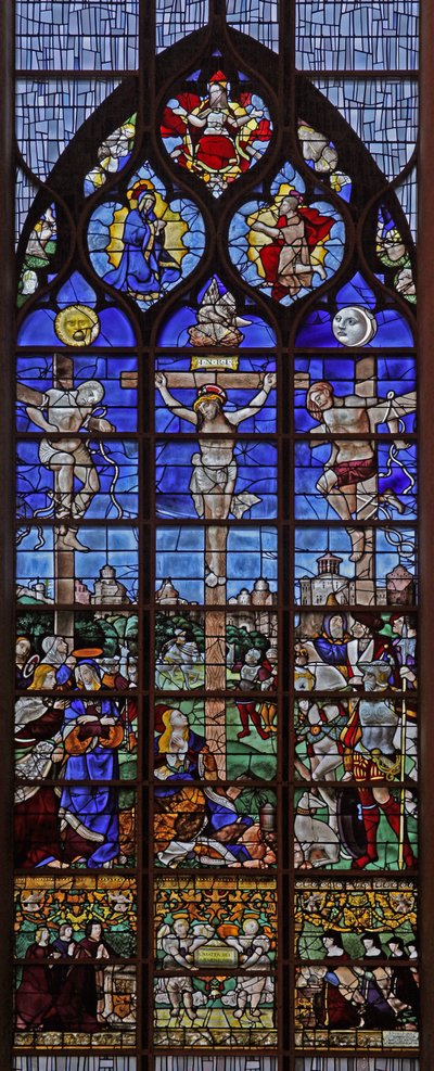 Ventana w11 que representa la Crucifixión de French School