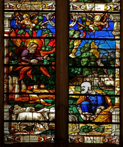 Ventana w120 con Moisés y la Zarza Ardiente de French School