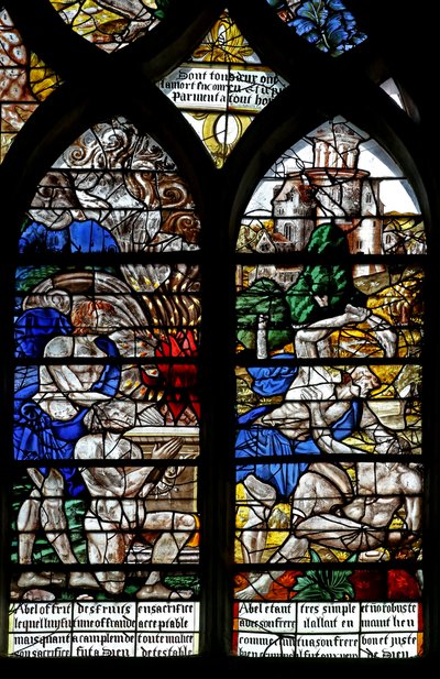 Caín y Abel hacen sus ofrendas; Caín mata a Abel de French School