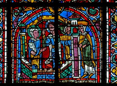 Ventana w125 con Cristo visitando a Santa Catalina en prisión de French School