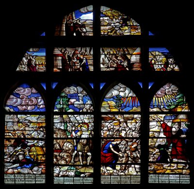 Escenas de la historia de Moisés; cruce del Mar Rojo; recogida de maná de French School